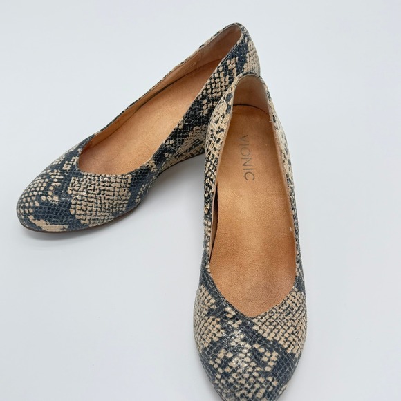 Vionic Shoes - Vionic Antonia Wedge Heels Snakeskin Print Slip On Women's Shoes Size 7.5